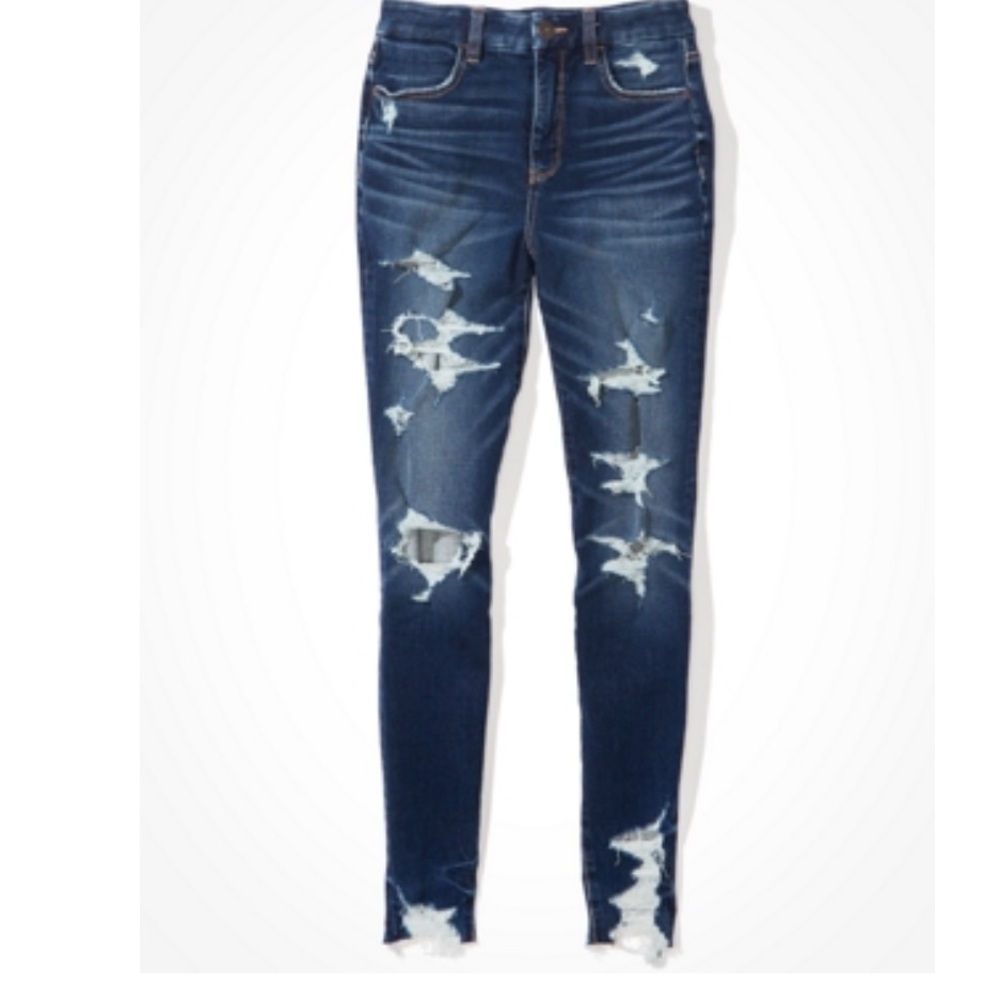 AE THE DREAM JEAN CURVY HIGH-WAISTED JEGGING DESTROYED DARK WASH